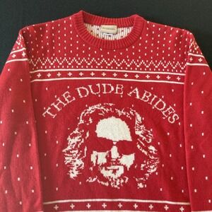 The Big Lebowski The Dude Abides Ugly Christmas Sweater Unisex size Medium